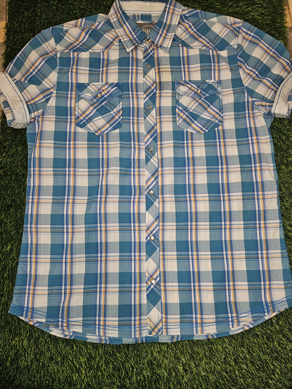 BKE Long Sleeve Plaid Western Snap Shirt - XL